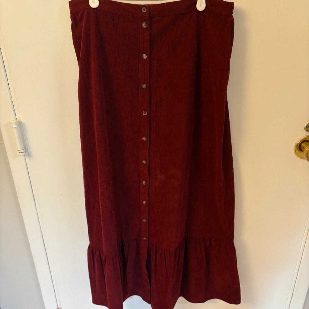 Maroon Corduroy Maxi Skirt